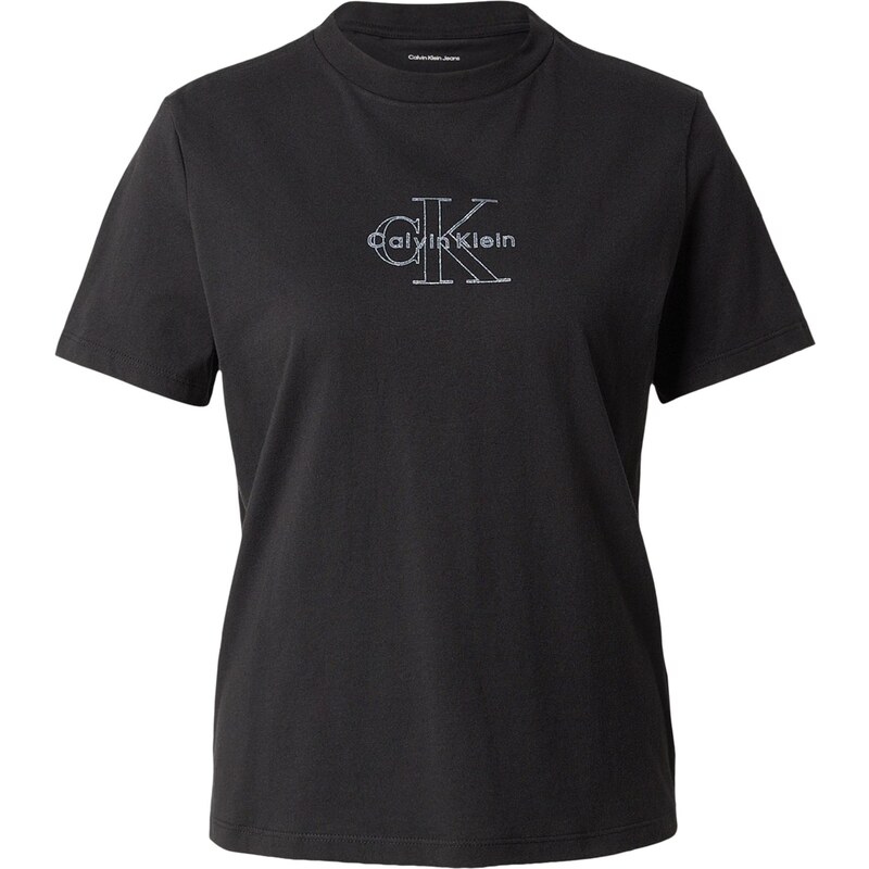 Calvin Klein Jeans Tričko černá / stříbrná