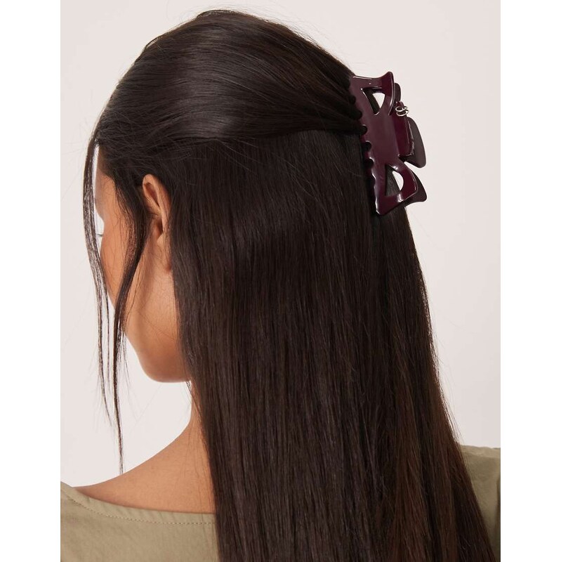 Sui Ava bow pierced large hair claw in burgundy-Red 112670715