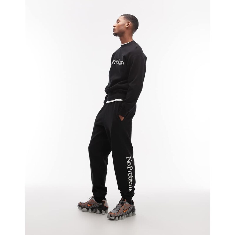 No problemo logo jogger co-ord in black