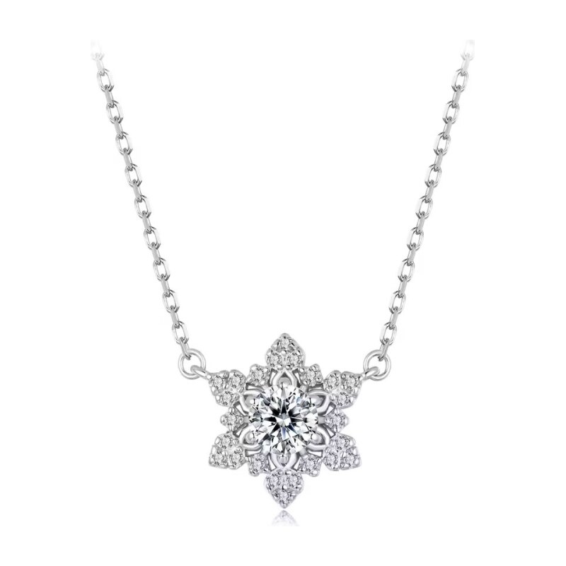 GRACE Silver Jewellery Stříbrný náhrdelník se sněhovou vločkou - 1 ct 112575566