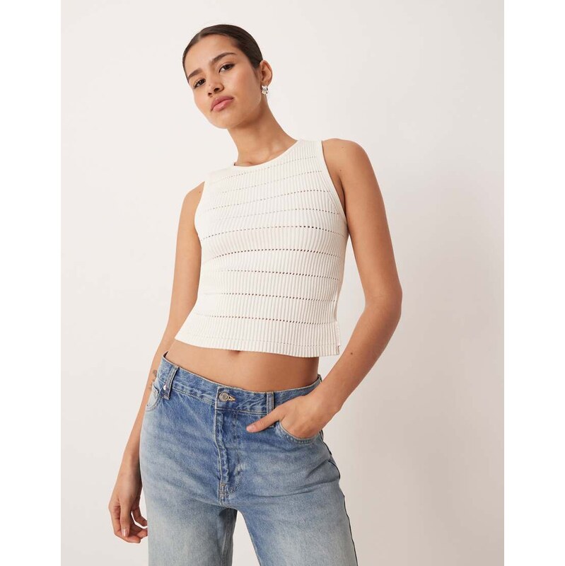 Calvin Klein Jeans cropped chenille knitted vest in cream-White 112578040