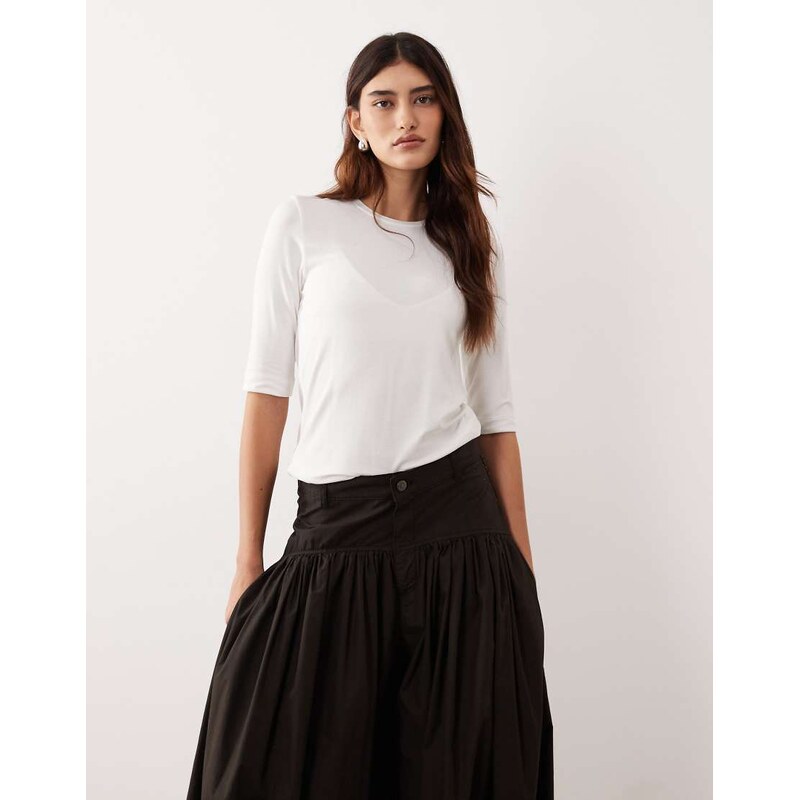 ARRANGE slim fit half sleeve tee in white 112578069