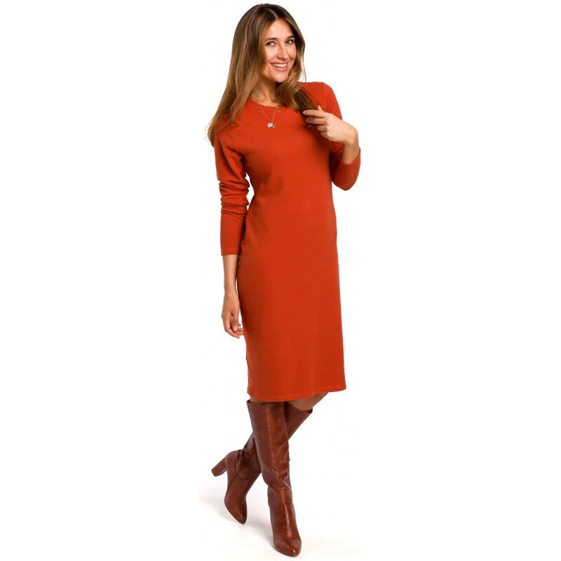 Dámské svetrové šaty S178 Cihlová - Stylove