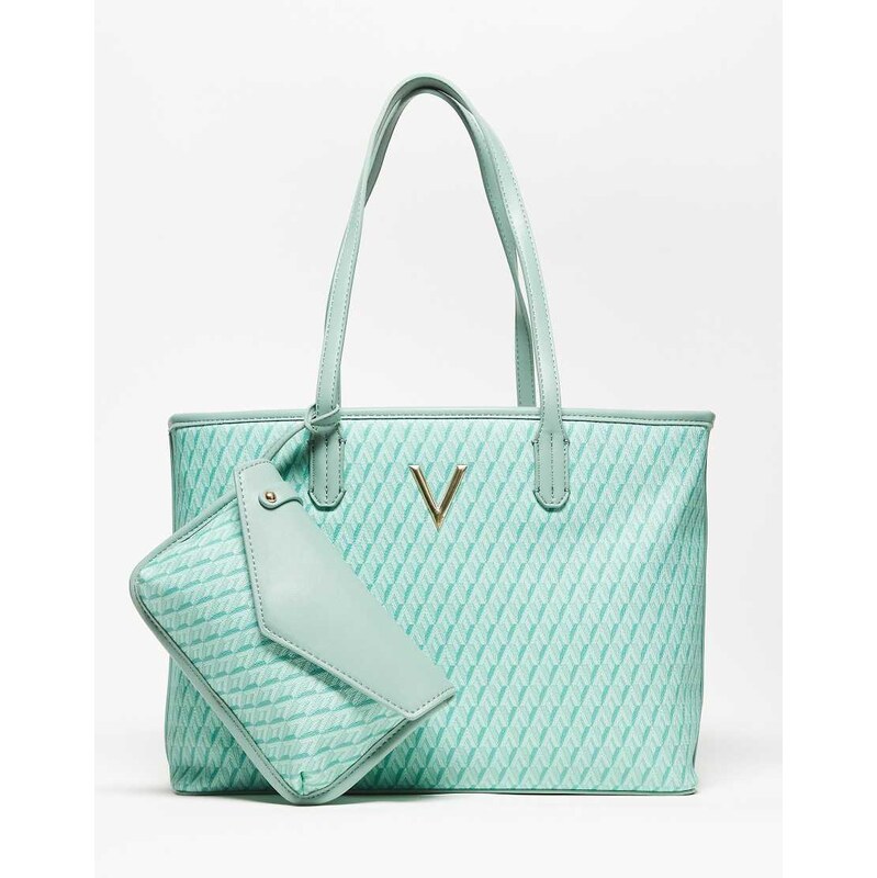 Valentino Queen Re monogram logo tote bag in green - DGREEN 112581031
