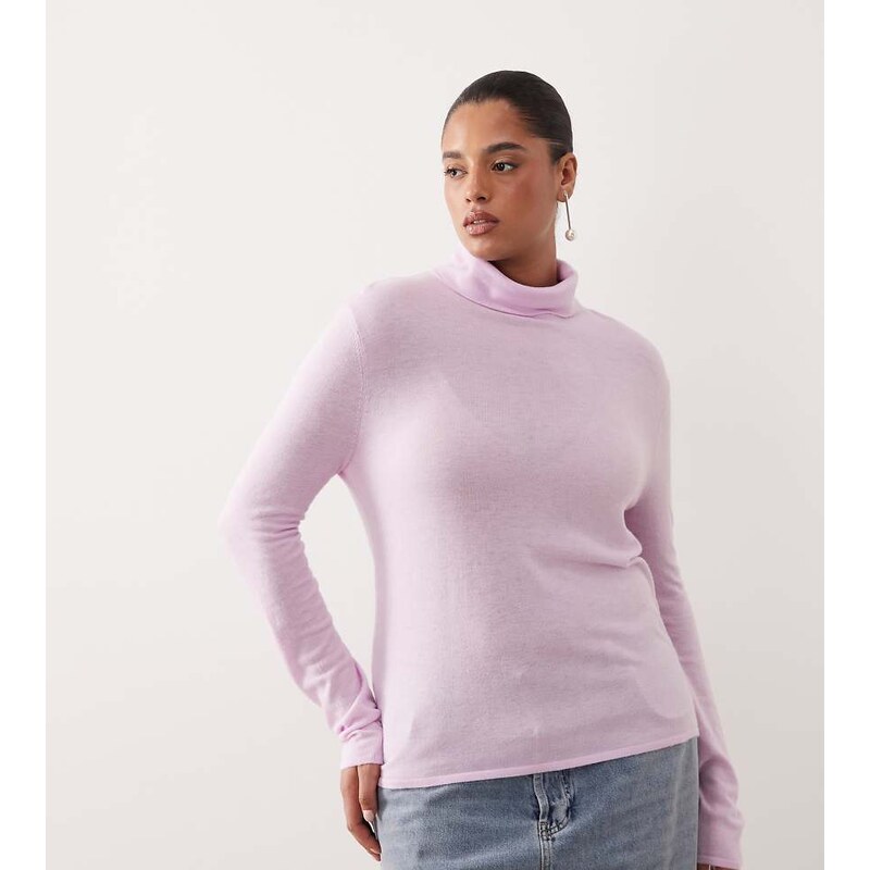 ARRANGE Curve merino wool turtleneck top in light pink 112581065