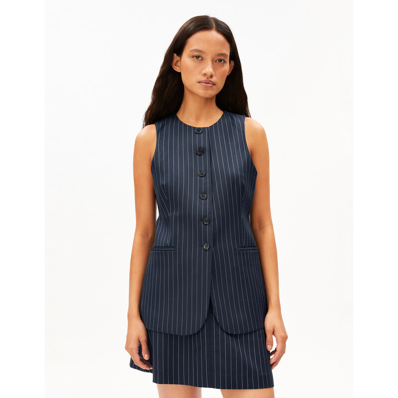 Armedangels Vesta Long Pinstripe Night Sky XS