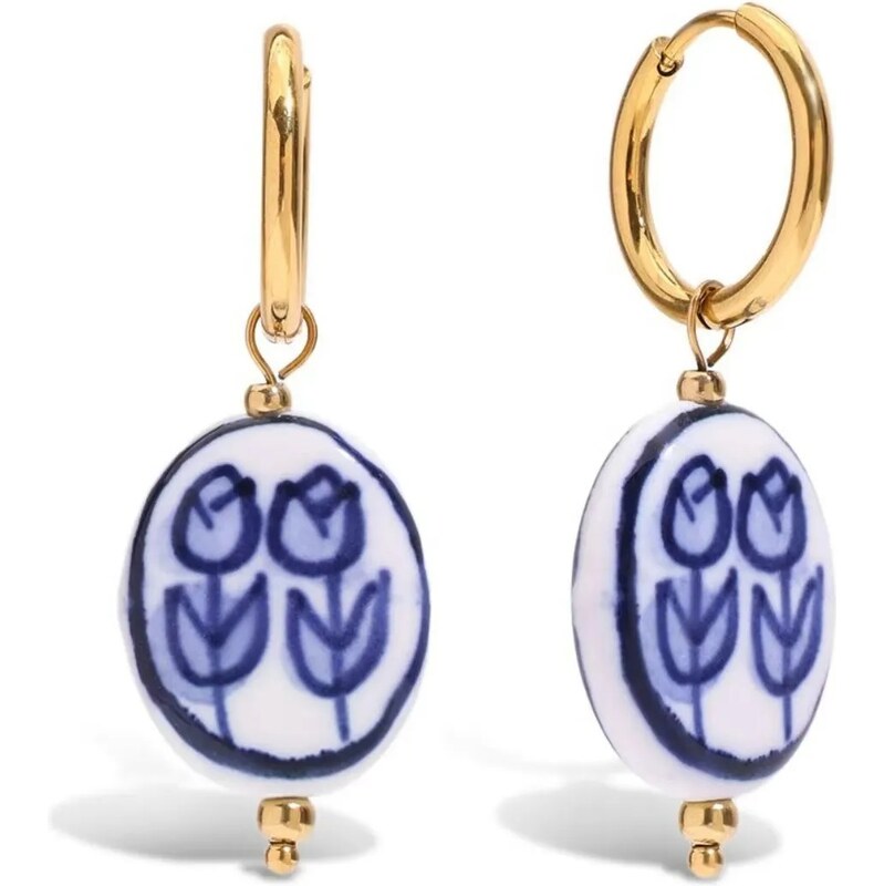 ELENYS Flora Blue – pozlacené náušnice 18K žluté zlato 112582256