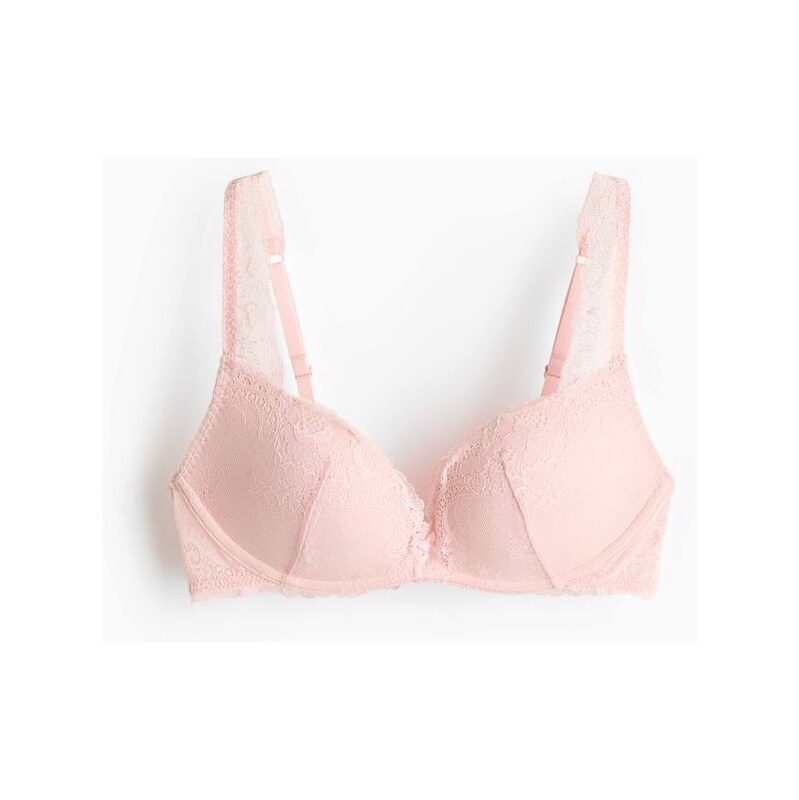 H&M - Krajková push-upka bez kostic - Světle Růžová