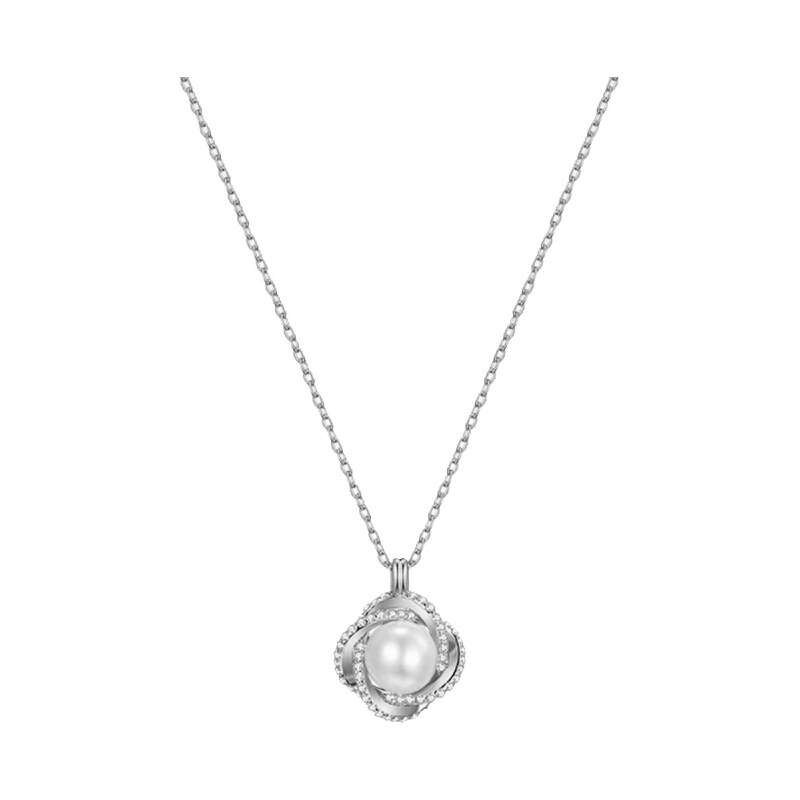 GRACE Silver Jewellery Náhrdelník s pravou perlou a zirkony Agathe - 112586716