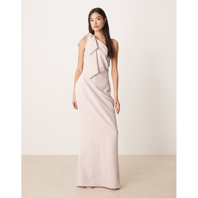 Pretty Lavish Bridesmaid Nevaeh crepe one shoulder bow detail