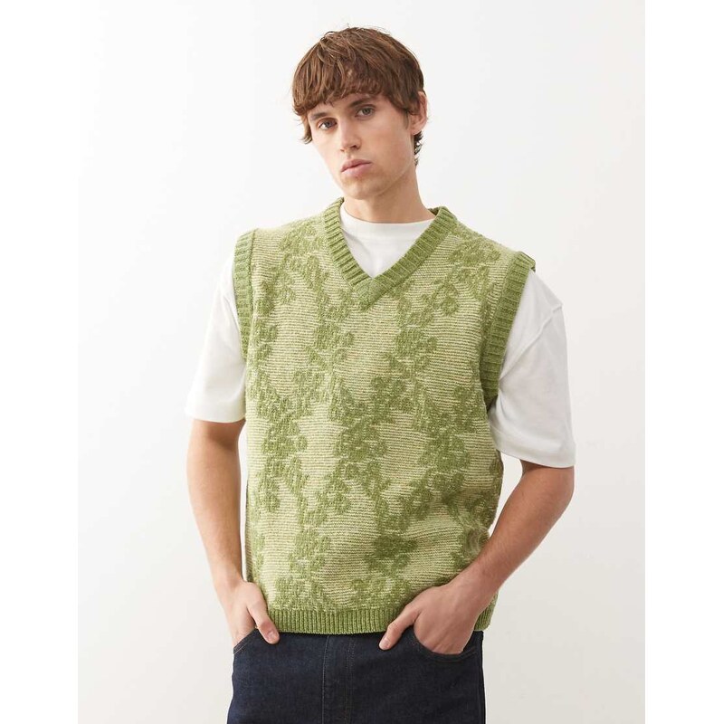 Reclaimed Vintage oversized knitted tank with tapestry print in