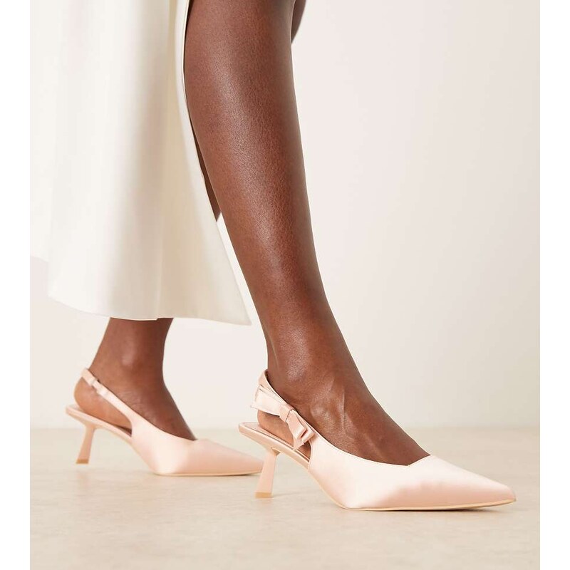 Be Mine Wide Fit Almeria slingback heeled pumps with bow detail in 112969614