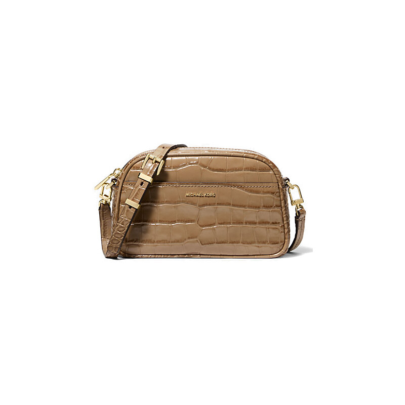 Michael Kors kožená crossbody kabelka croco hnědá
