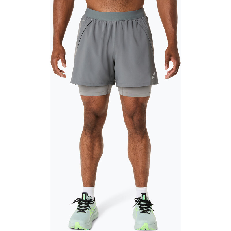 Pánské běžecké šortky ASICS Road 2N1 5IN clay grey/steel grey