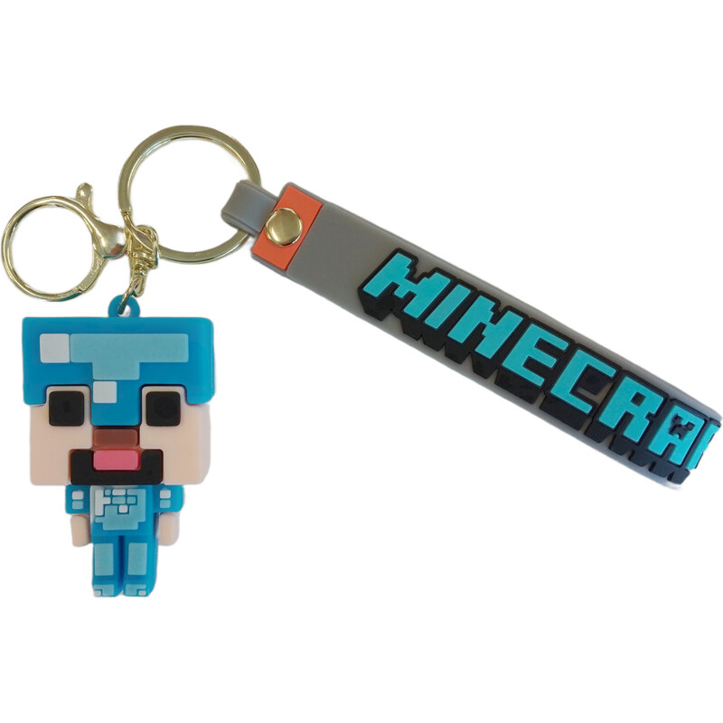 Bagito Dětská klíčenka Minecraft Diamantový Steve s poutkem a 112637415