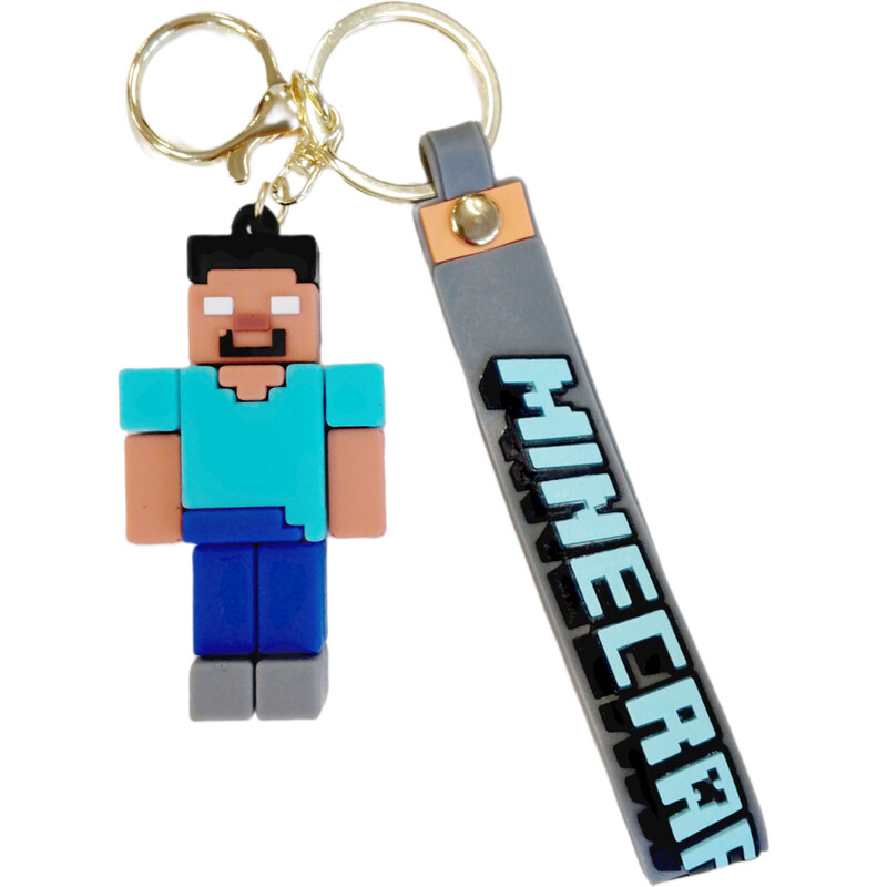 Bagito Dětská klíčenka Minecraft Steve Pixel s poutkem a karabinou 112637417