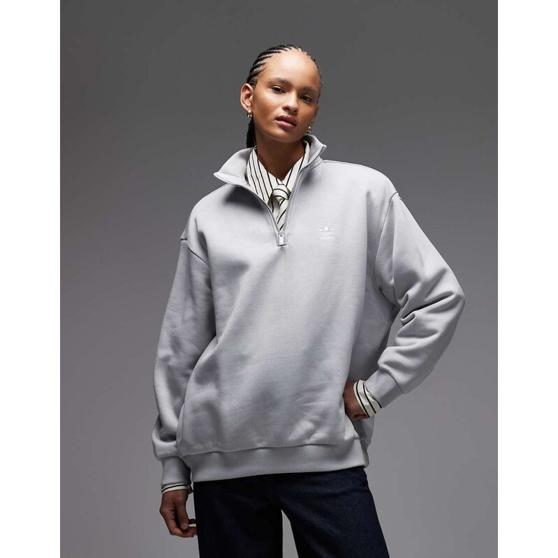 adidas Originals essentials half zip sweatshirt in grey 112637527