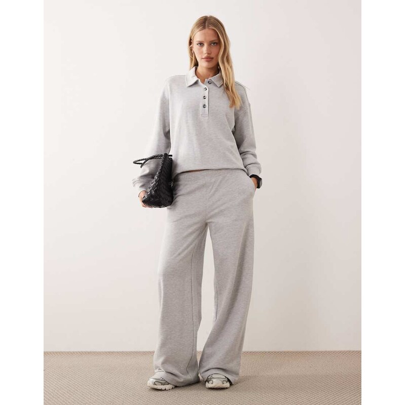 Gina Tricot co-ord wide leg sweatpant bottoms in grey melange