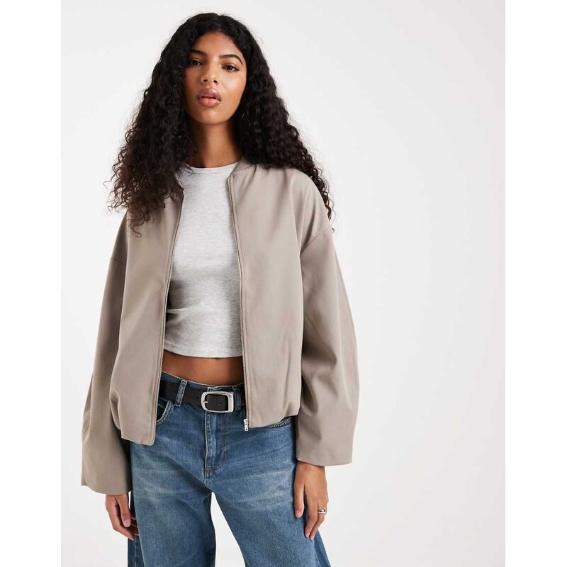 ASOS DESIGN tailored bomber jacket in camel-Neutral 115520814
