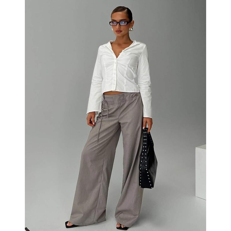 Princess Polly Just Have Fun tie waist detail tailored wide leg
