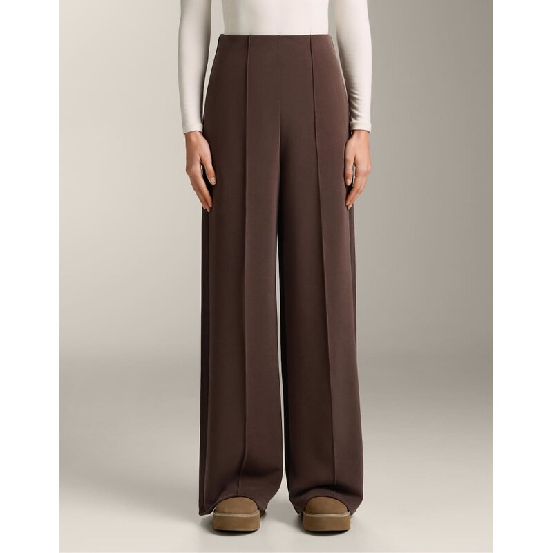OYSHO Straight-leg trousers with soft-touch modal and crease in dark 112650728