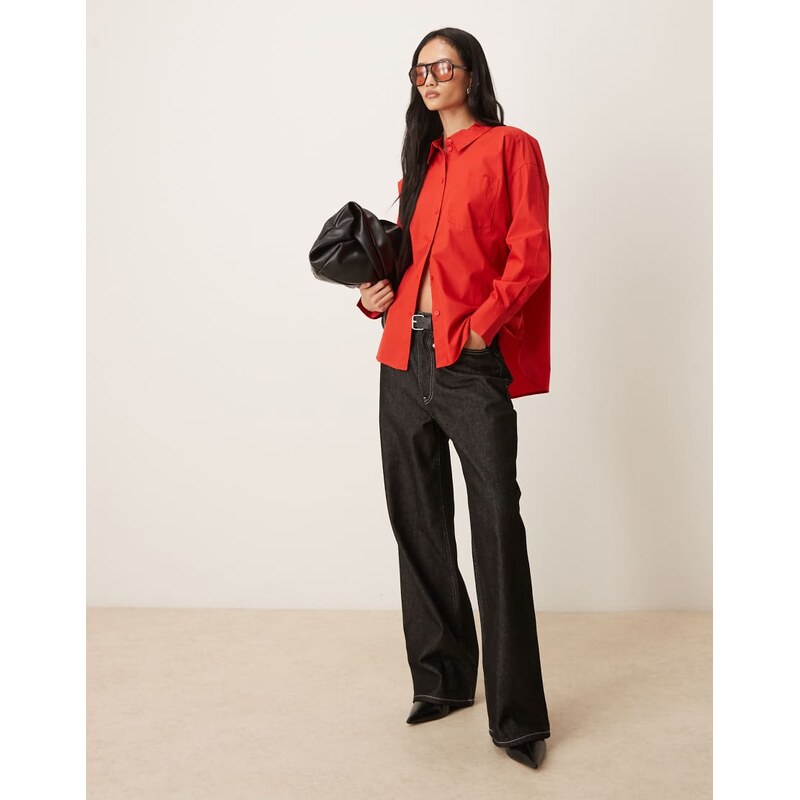 AWARE oversized fit work shirt in red