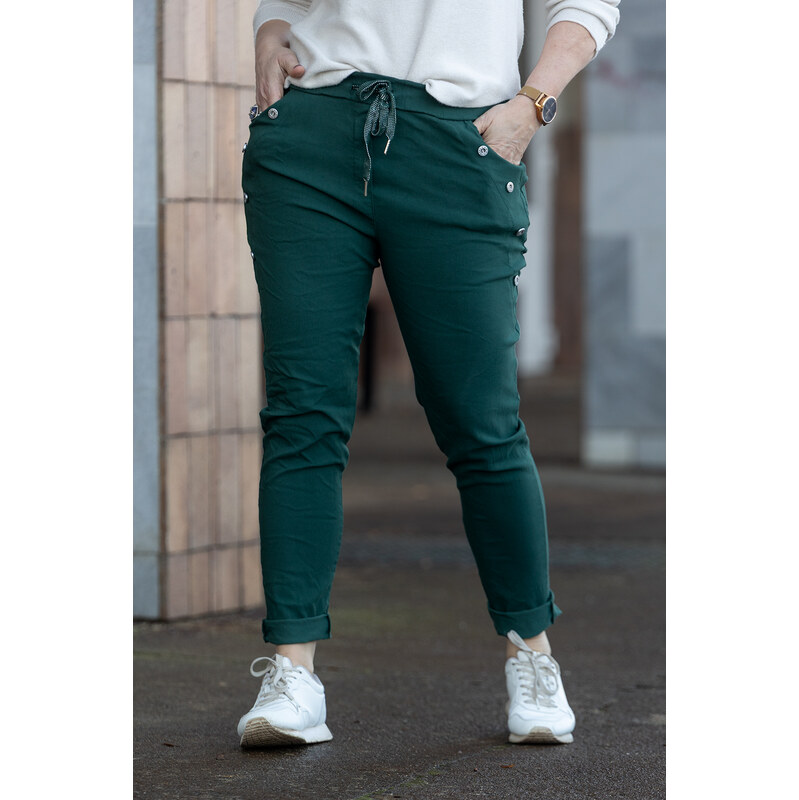 Italy fashion Pružné kalhoty LOKI Barva: Tmavě zelená, Velikost: UNI: 112638231