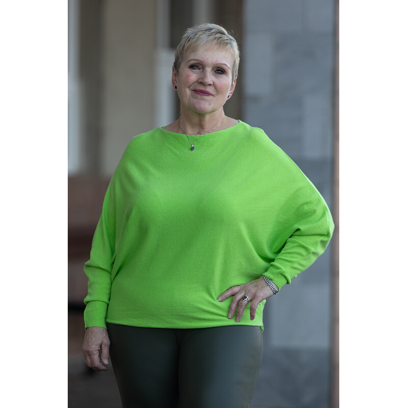 Italy fashion Úpletový svetr IRENE Barva: Limetková, Velikost: UNI: L 112638228