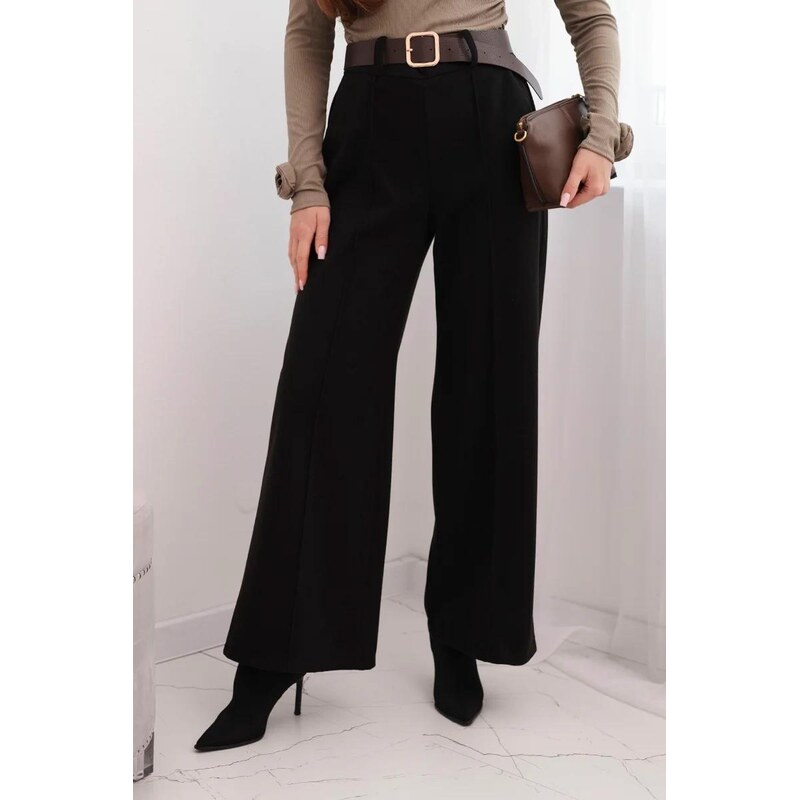 MladaModa Elegantní kalhoty s páskem a širokým střihem model 1761 112650783