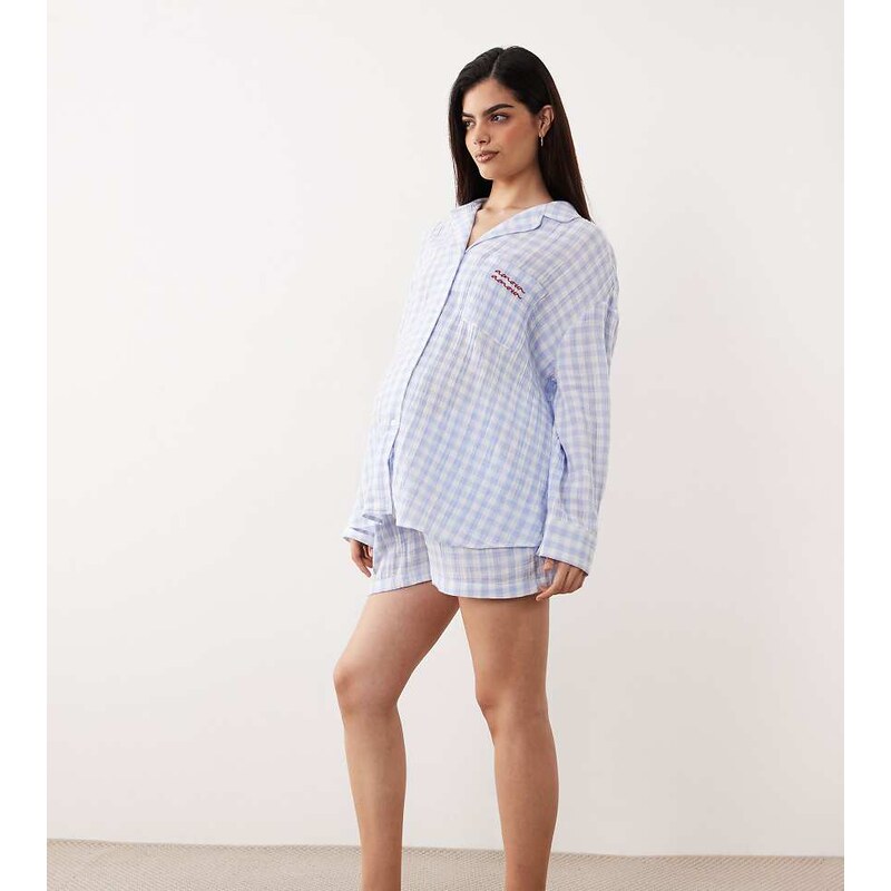 ASOS Maternity ASOS DESIGN Maternity cotton gauze embroidered long 112639944