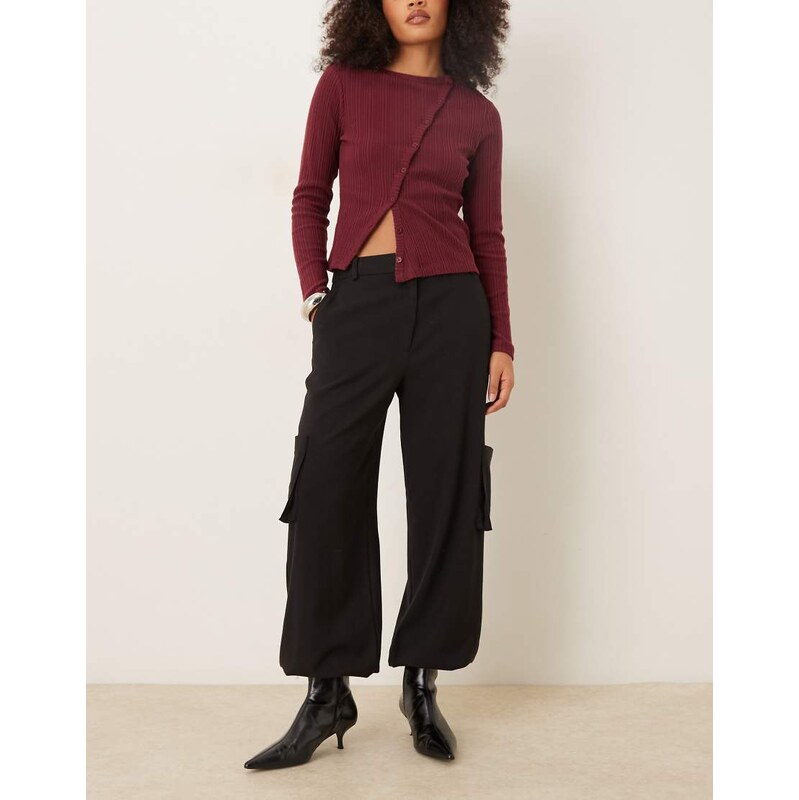 ASOS DESIGN tailored straight leg trousers with cuff and utility