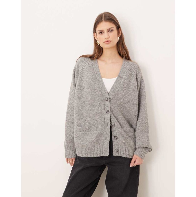 Abercrombie & Fitch oversized dad cardigan in grey-Brown 112640072