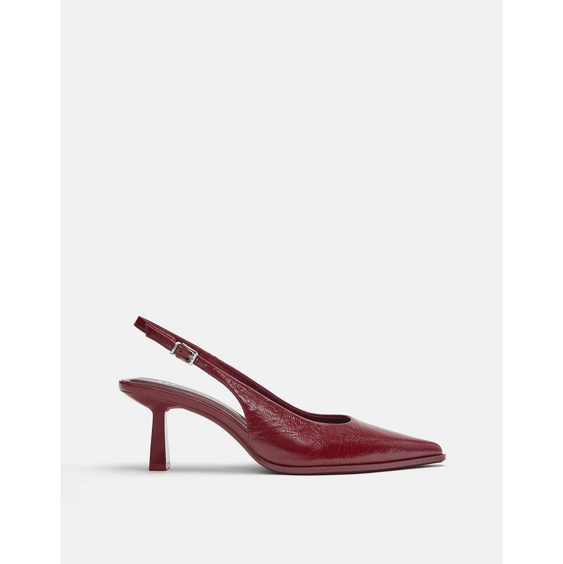 Pull&Bear Vinyl high-heel shoes in maroon-Multi 112640100
