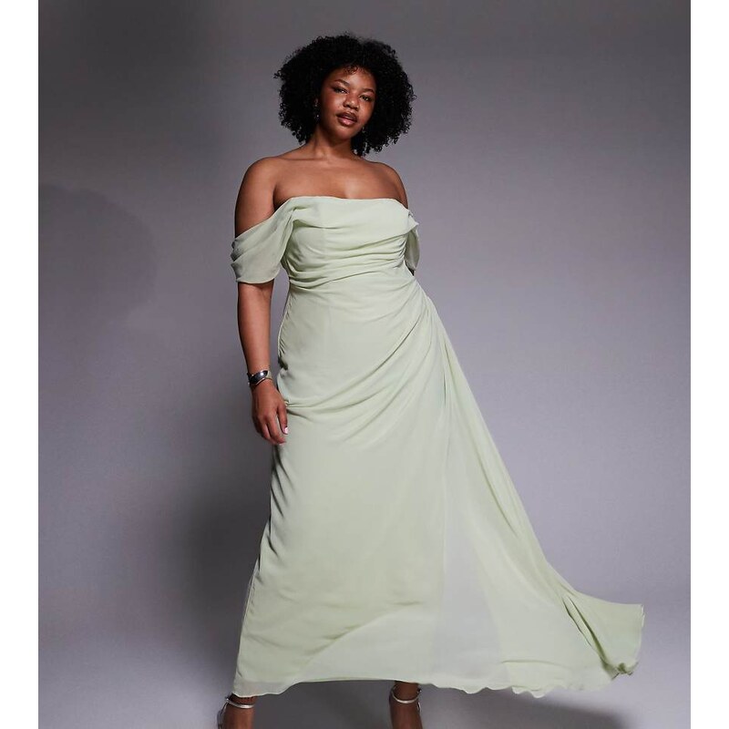 ASOS Curve ASOS DESIGN Curve georgette bardot bridesmaids dress