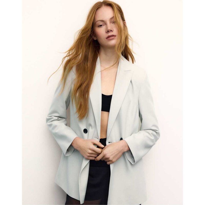 Stradivarius Tailored blazer in ice-White 112640232