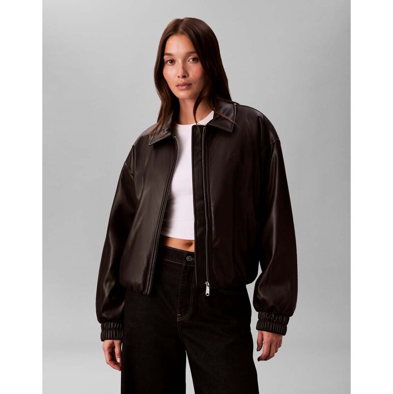 Calvin Klein Jeans faux leather insulated jacket in black