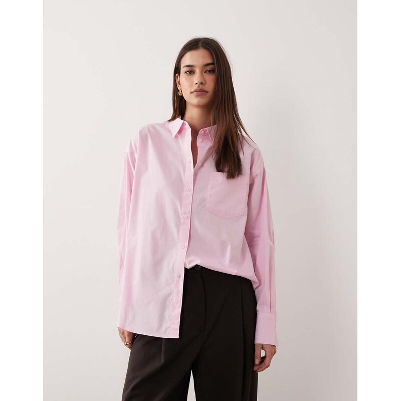 JJXX Jamie oversized poplin shirt in pink