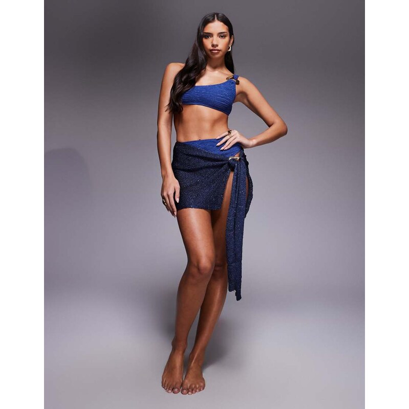 ASOS DESIGN Oceana knitted sequin beach sarong with molten