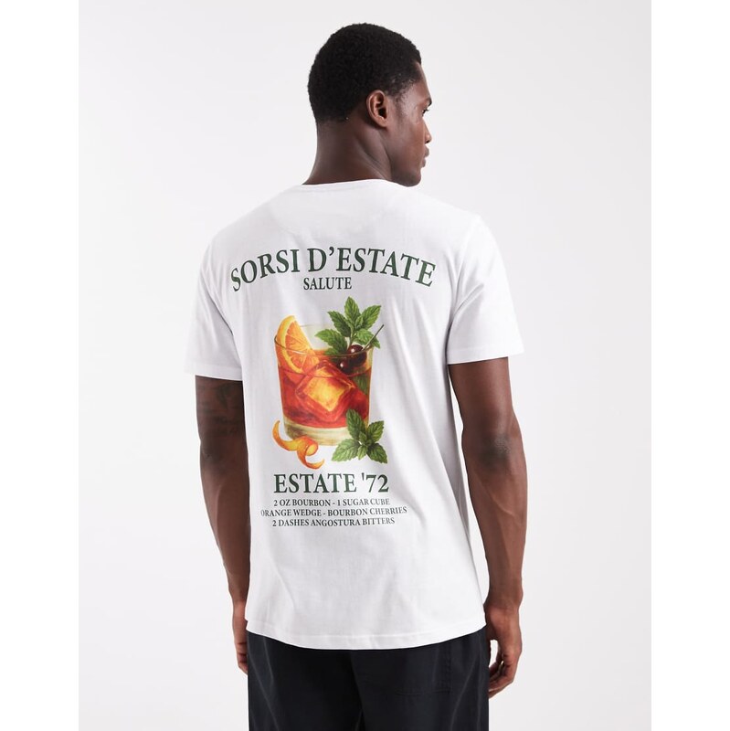 Brave Soul short sleeve cocktail graphic t-shirt in white