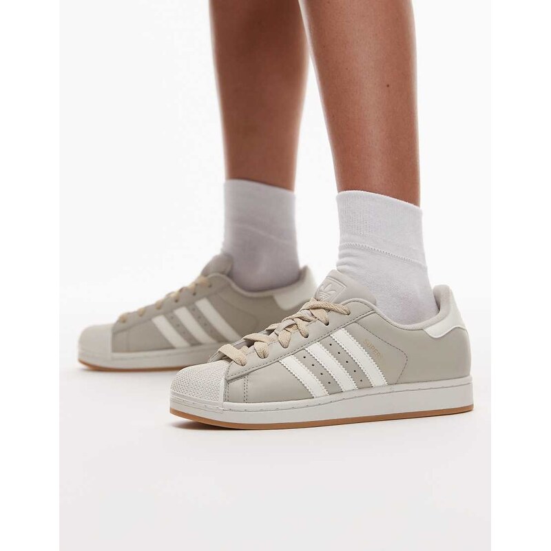 adidas Originals Superstar II trainers in light grey and white