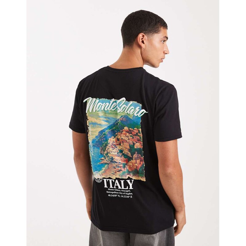 Brave Soul short sleeve scenery graphic t-shirt in black