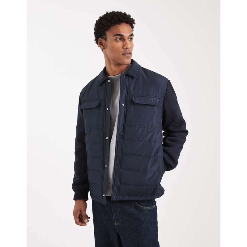 ASOS DESIGN regular quilted liner jacket in navy