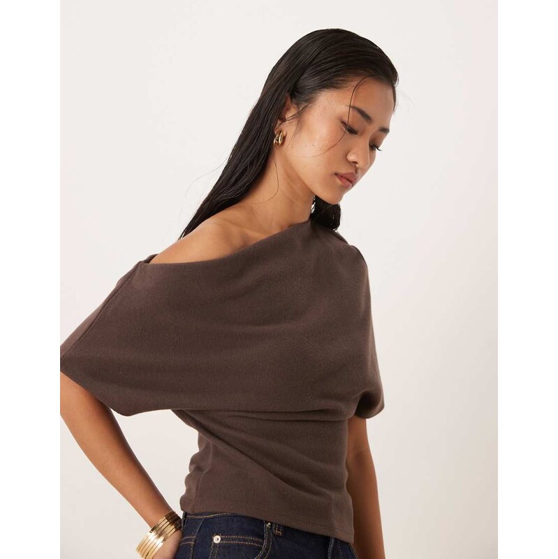 Gina Tricot soft asymmetric top in brown
