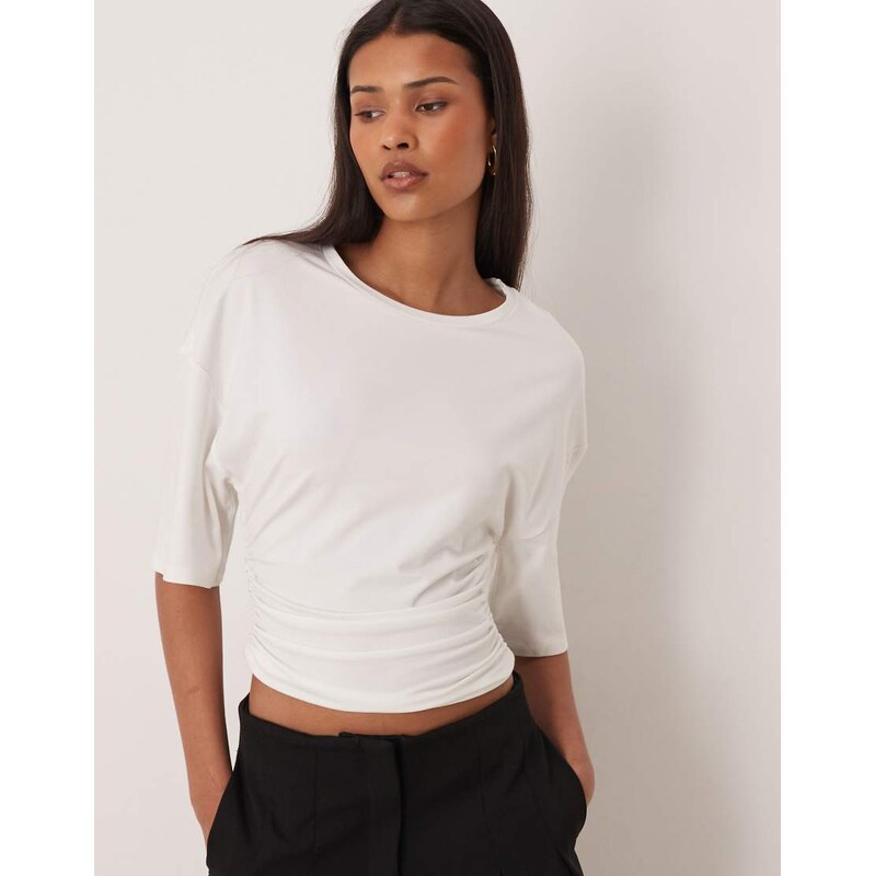 Gina Tricot Soft Touch ruched top in white