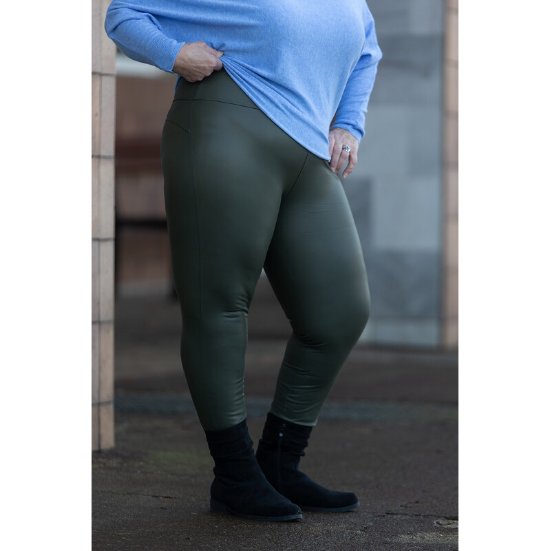 Italy fashion Koženkové legíny ORZO [390005M] Barva: Khaki,