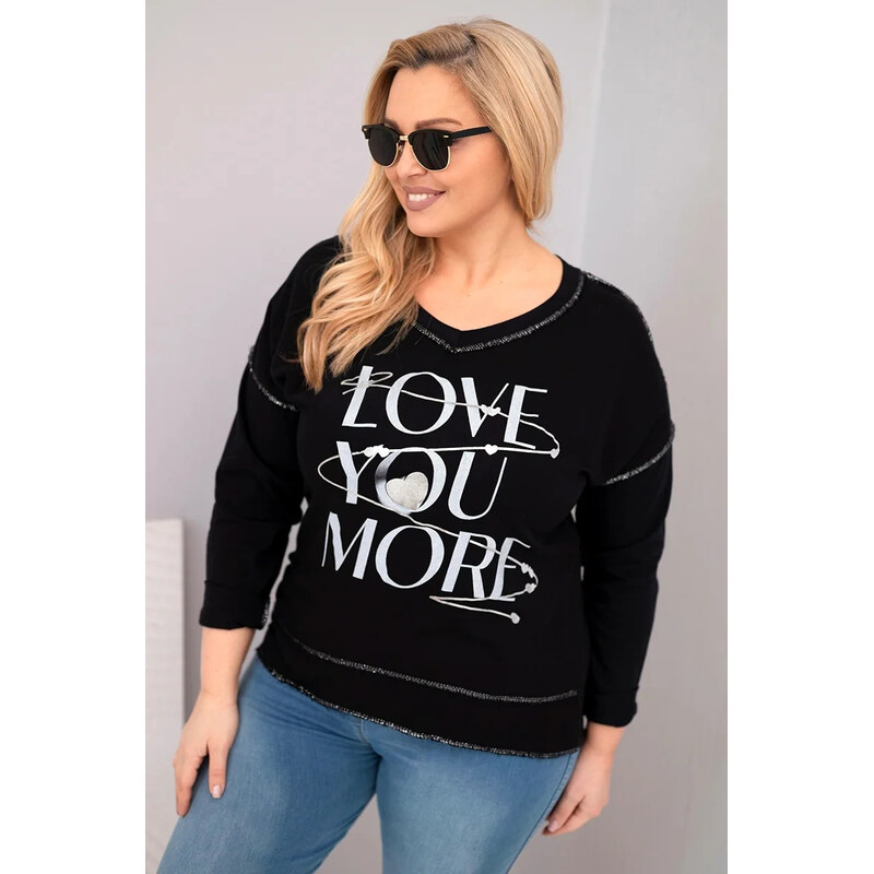 K-Fashion Dámská blůza Plus Size s nápisem Love You More