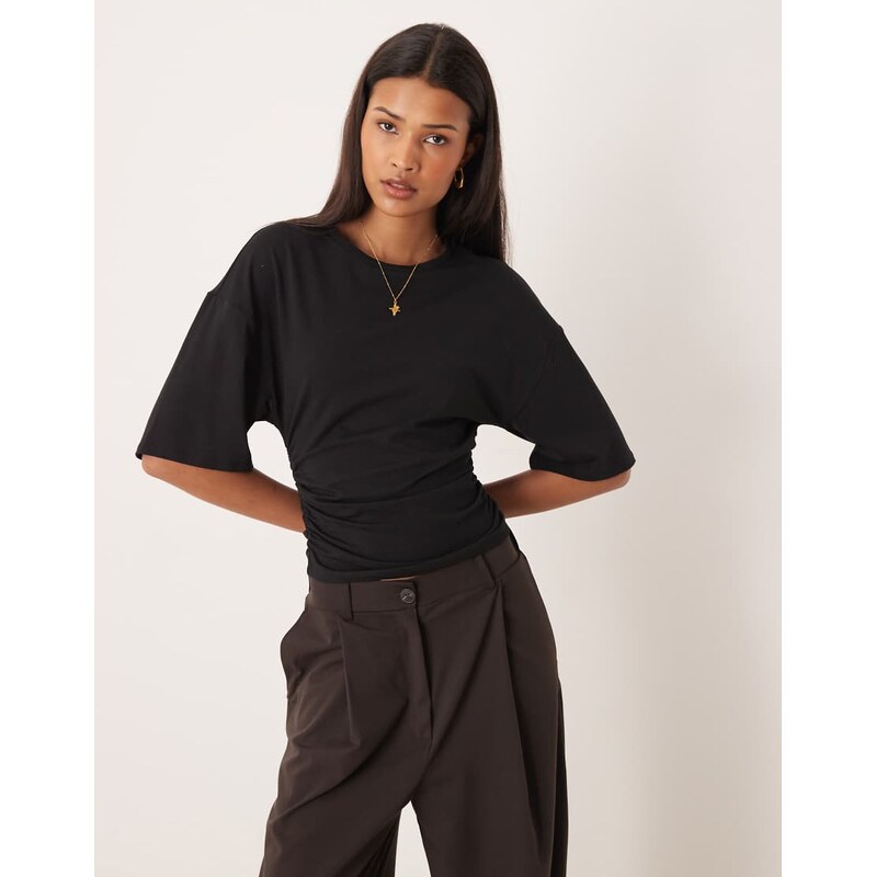 Gina Tricot Soft Touch ruched top in black 115543372