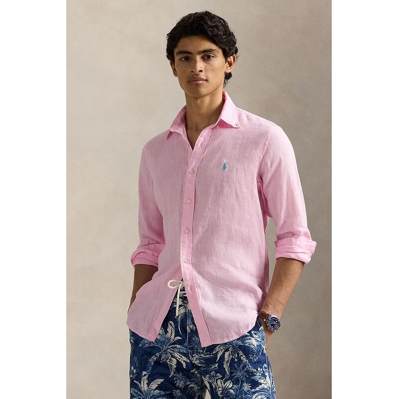 Polo Ralph Lauren košile pánská lněná Long Sleeve Sport Shirt
