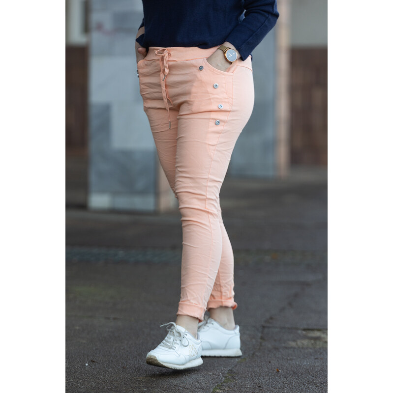 Italy fashion Pružné kalhoty LOKI Barva: Meruňková, Velikost: UNI: M 112652885