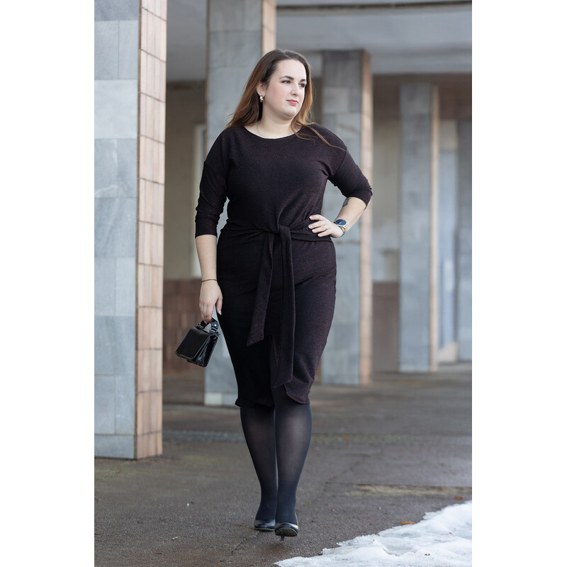 Natalien Elegantní šaty EMILIA Barva: Vínový třpyt, Velikost: 38